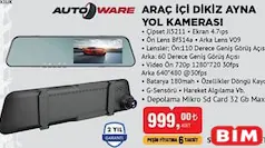 AUTOWARE ARAÇ İÇİ DİKİZ AYNA YOL KAMERASI